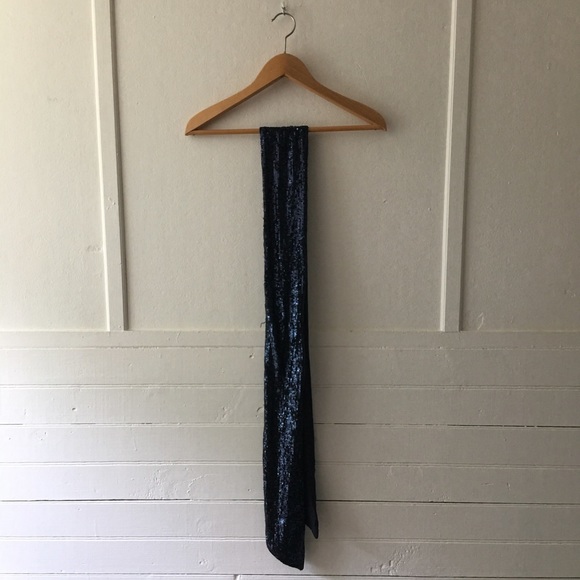 NEW NWT Tory Burch Alton Sequined Belted Navy Sleeveless Party Dress - Picture 7 of 9